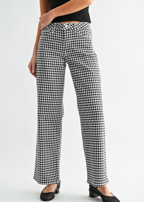 Just Black Denim Gingham Straight Jean