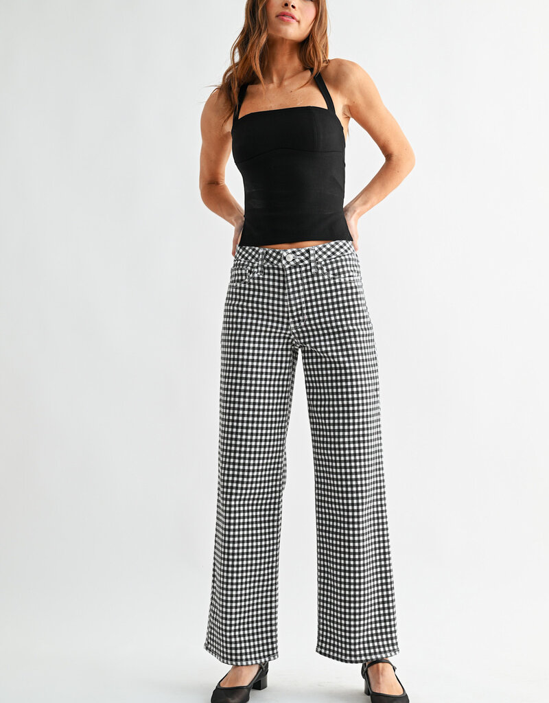 Just Black Denim Gingham Straight Jean