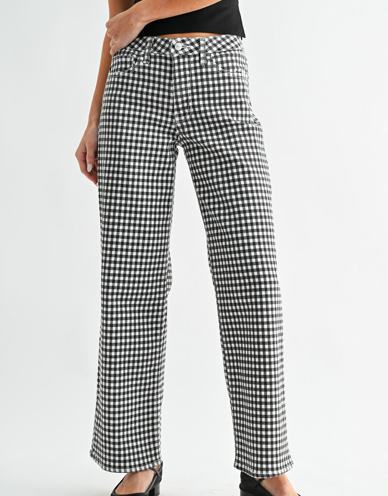 Just Black Denim Gingham Straight Jean