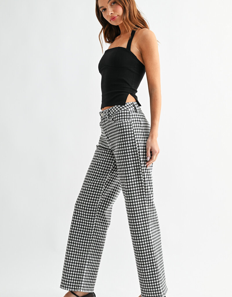 Just Black Denim Gingham Straight Jean