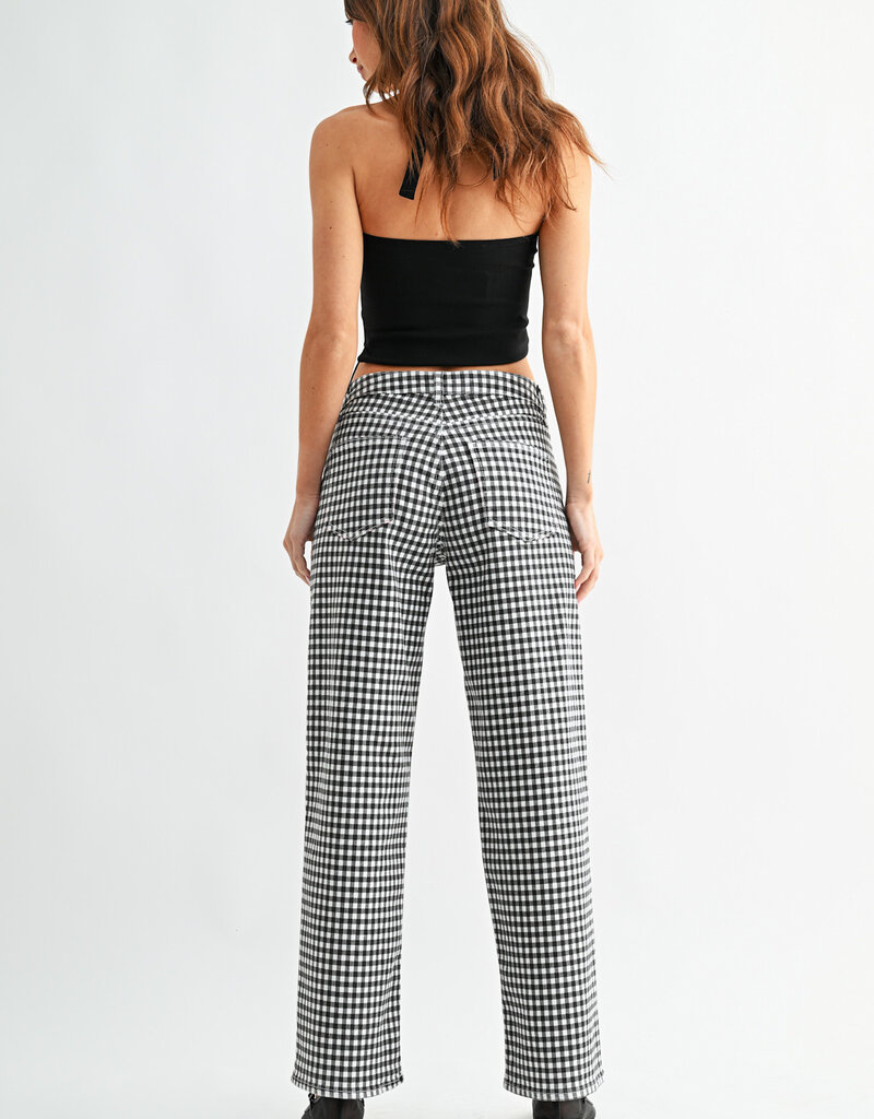 Just Black Denim Gingham Straight Jean