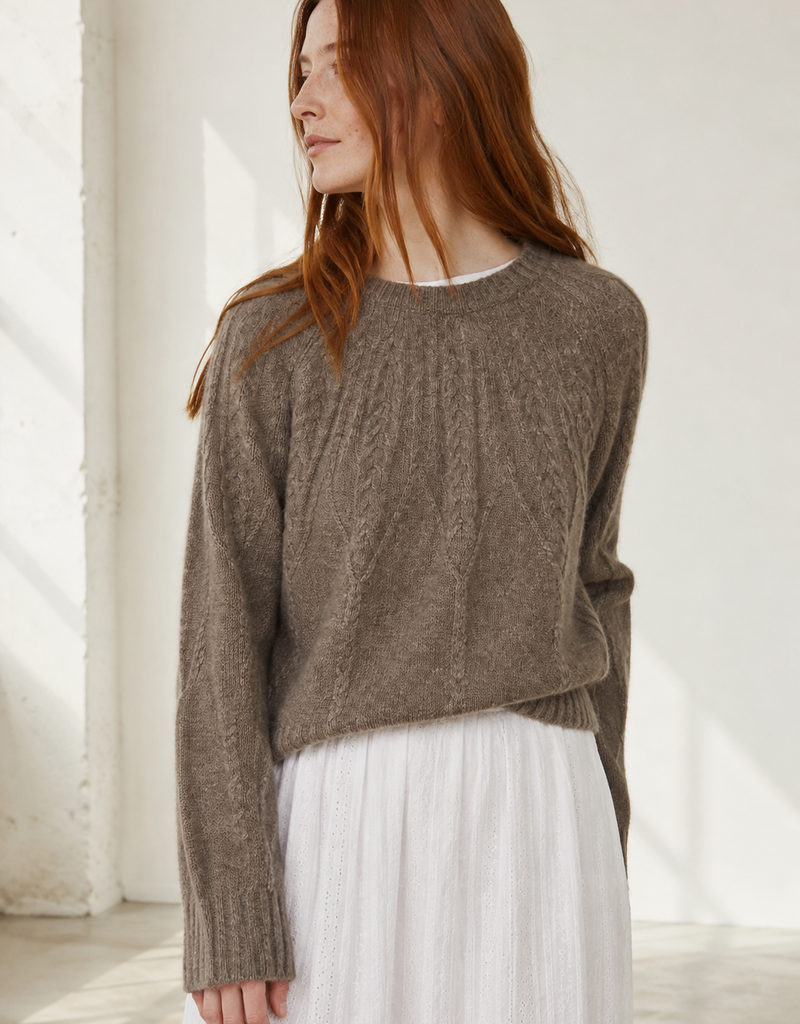 Autumn Cashmere Cable Yoke Crew