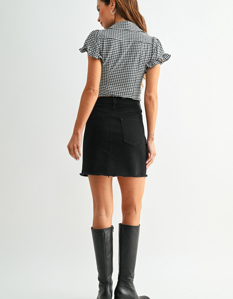 Just Black Denim A-line Frayed Skirt