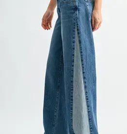 Just Black Denim Contrast Angle Seam Wide Leg