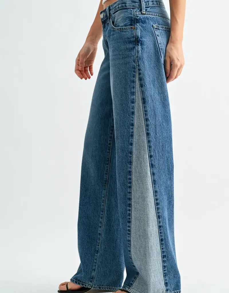 Just Black Denim Contrast Angle Seam Wide Leg