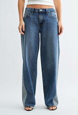 Just Black Denim Contrast Angle Seam Wide Leg