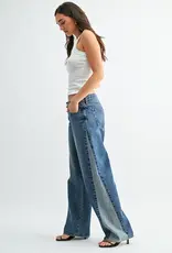 Just Black Denim Contrast Angle Seam Wide Leg