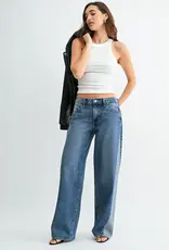 Just Black Denim Contrast Angle Seam Wide Leg