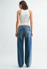 Just Black Denim Contrast Angle Seam Wide Leg