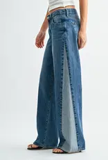 Just Black Denim Contrast Angle Seam Wide Leg