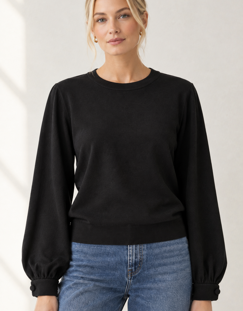 Minnie Rose Button Crewneck