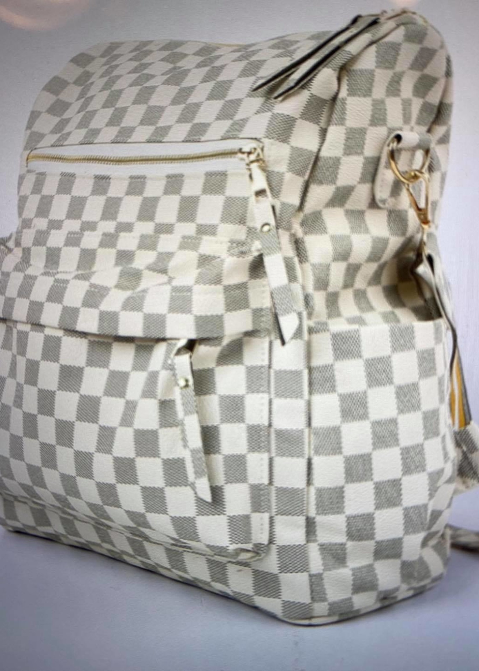 Shewin Checkered Back Pack - White or Brown
