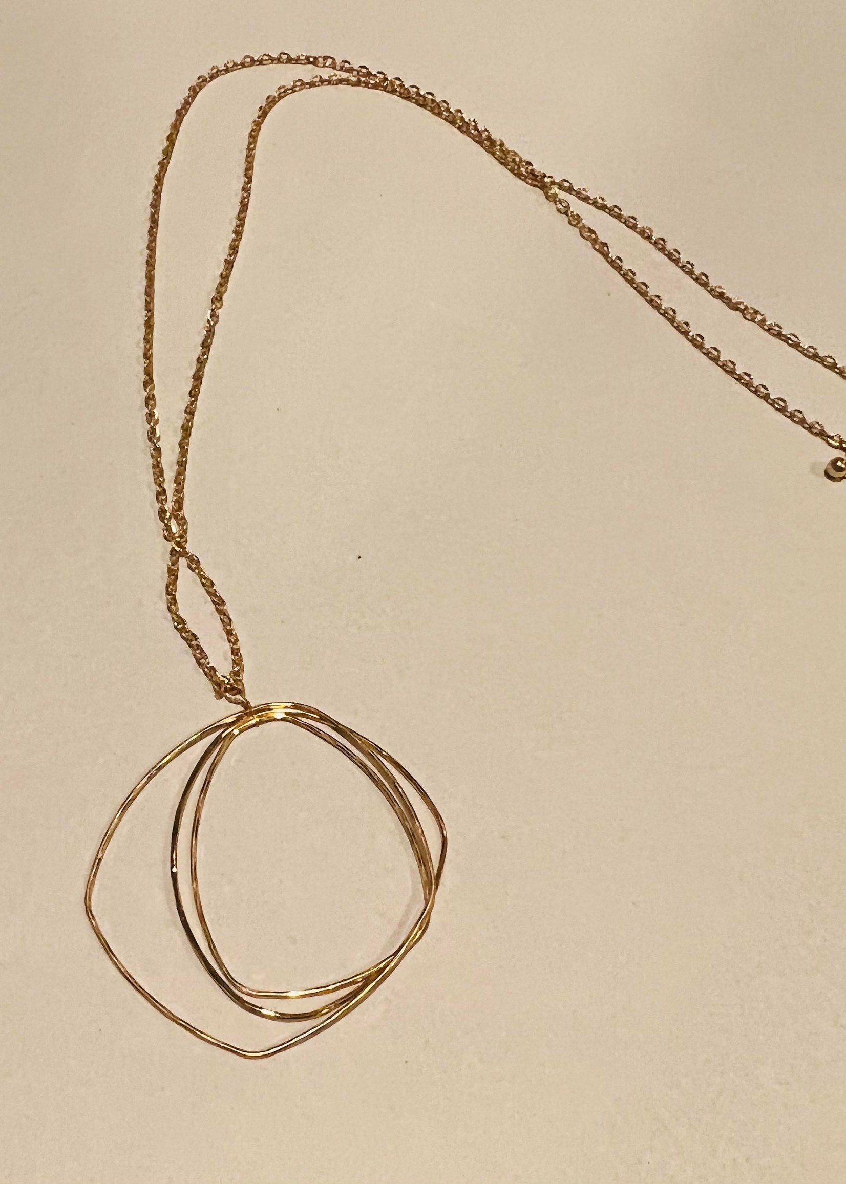 What's Hot Gold geometric layered circle necklace 32"