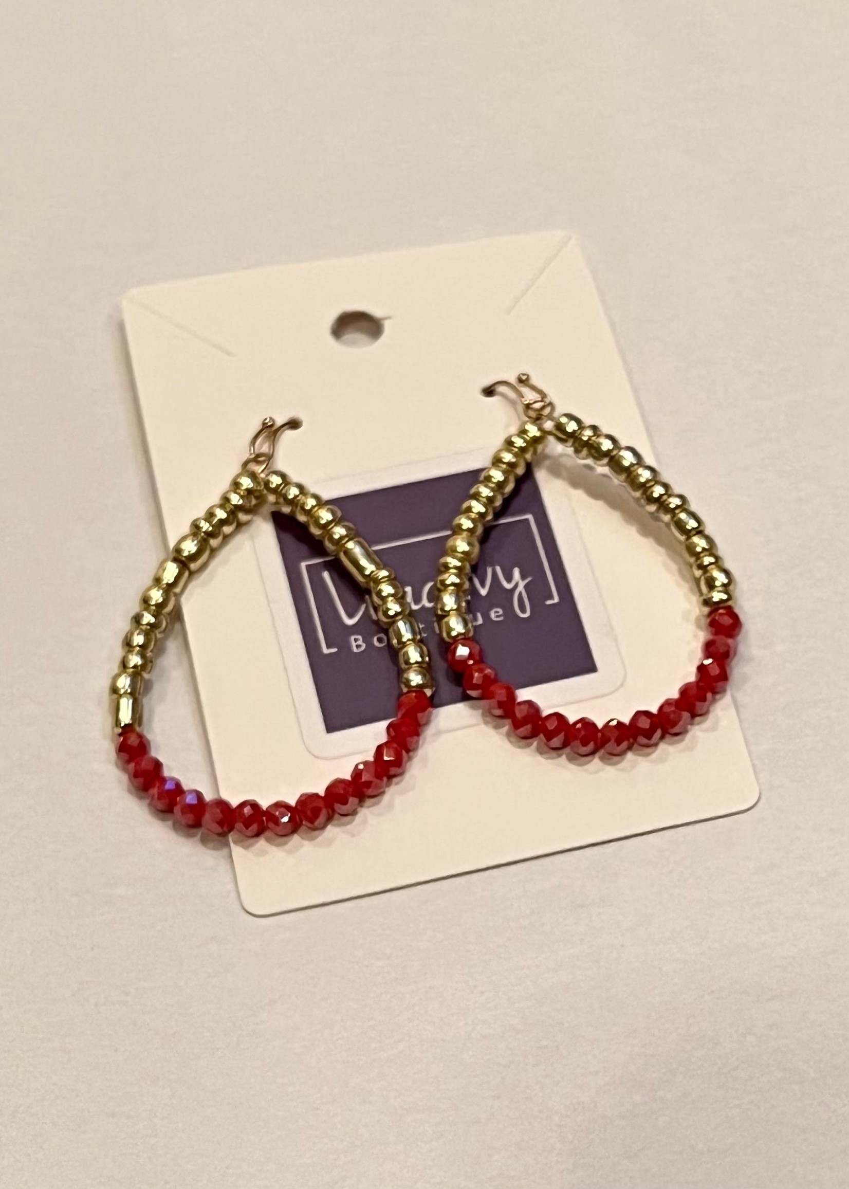 What's Hot Red and gold hoop earrings 2"
