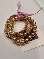 What's Hot Matte gold beaded set of 5 stretch bracelets