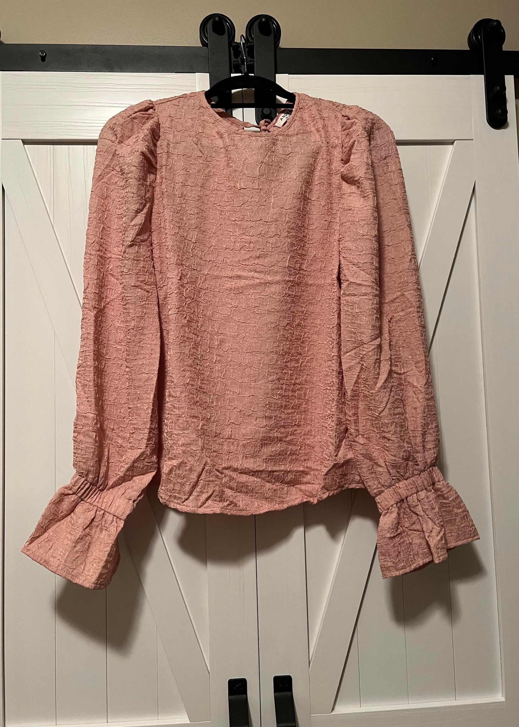 Andre by Unit Long sleeve crinkle fabric blouse mauve
