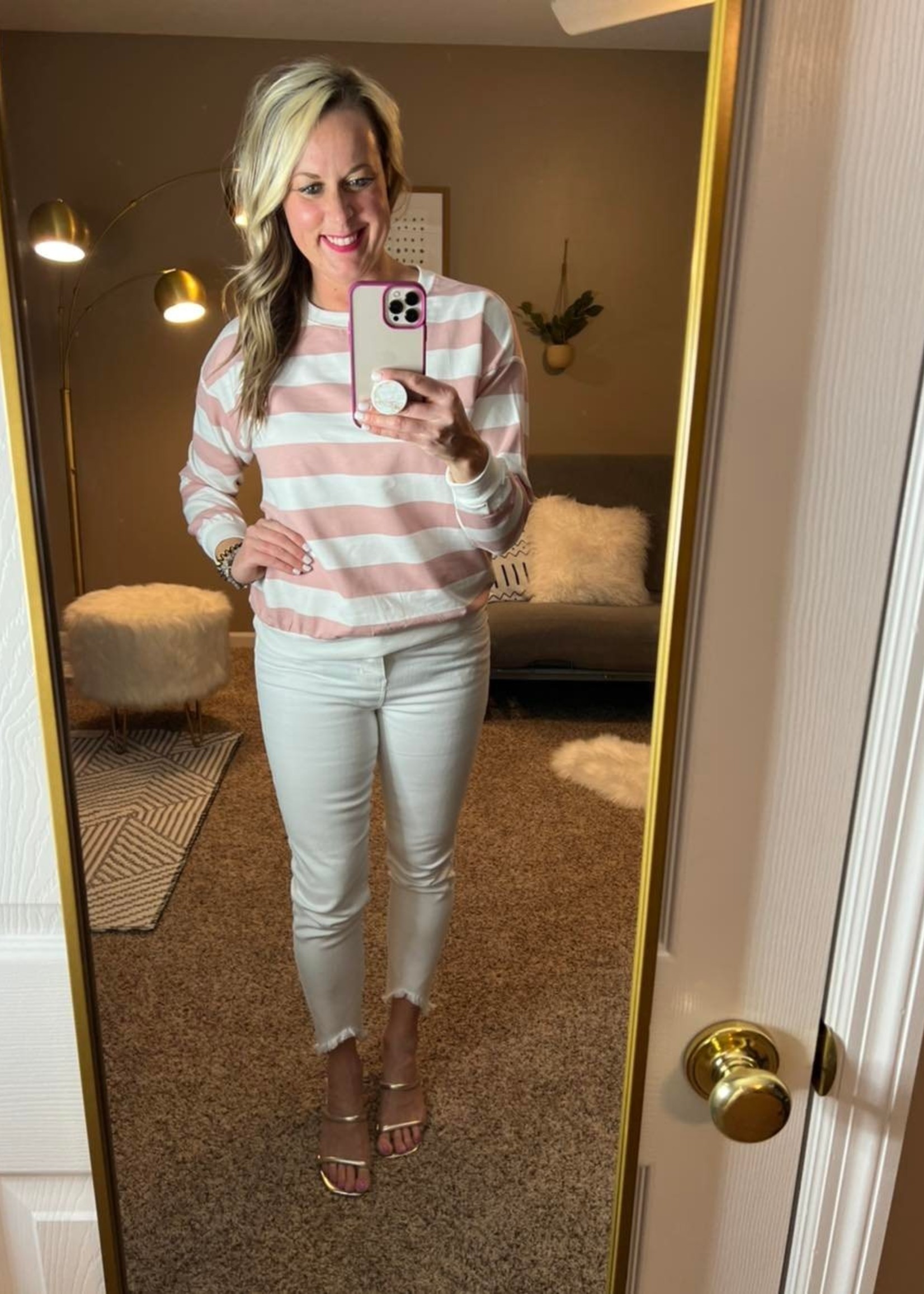 Adora Stripe sweatshirt pink white