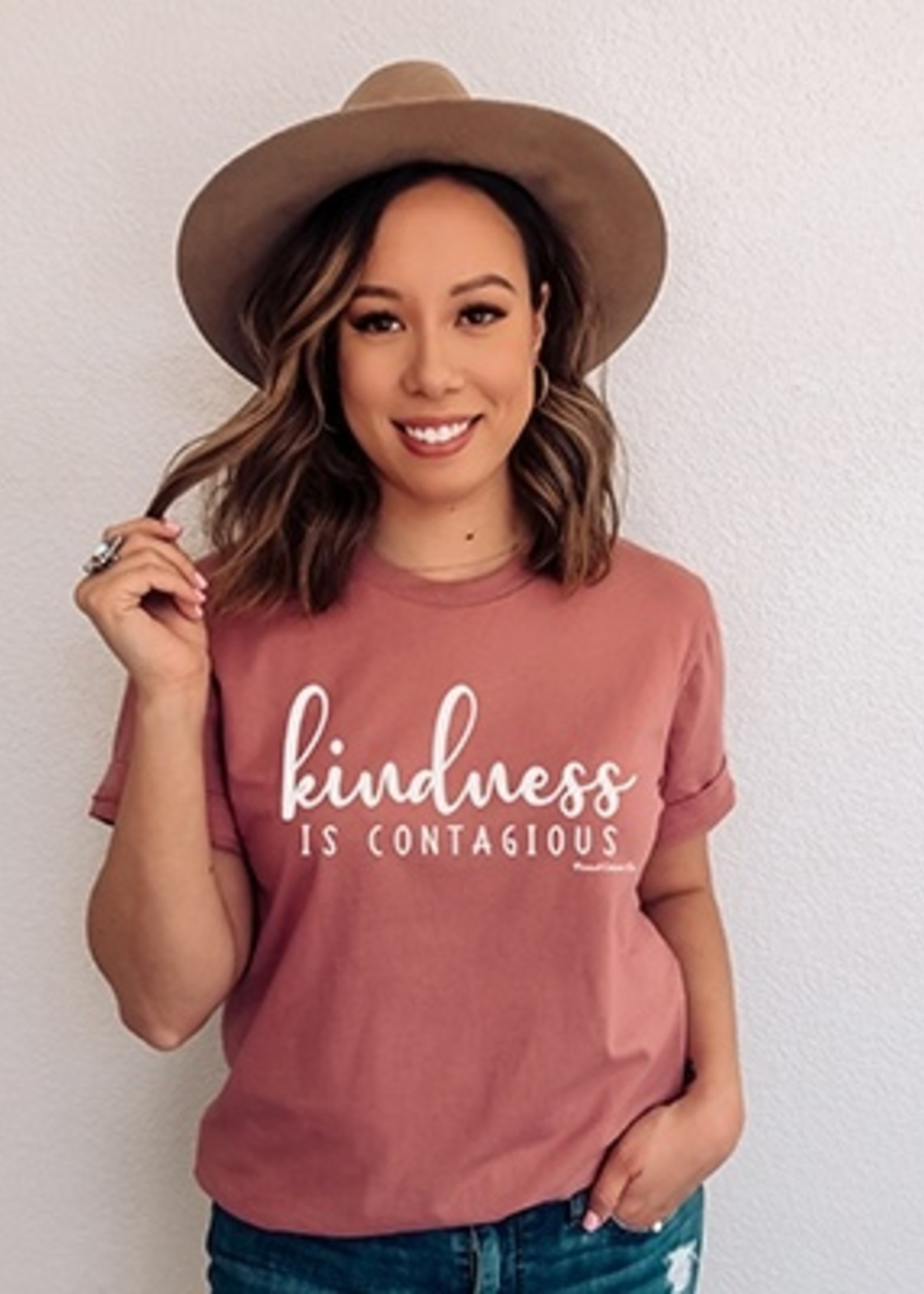 Kindness is contagious graphic t mauve