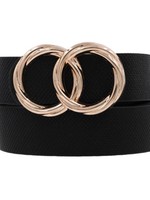 Double metal ring belt 1 1/4 - Black or Cognac