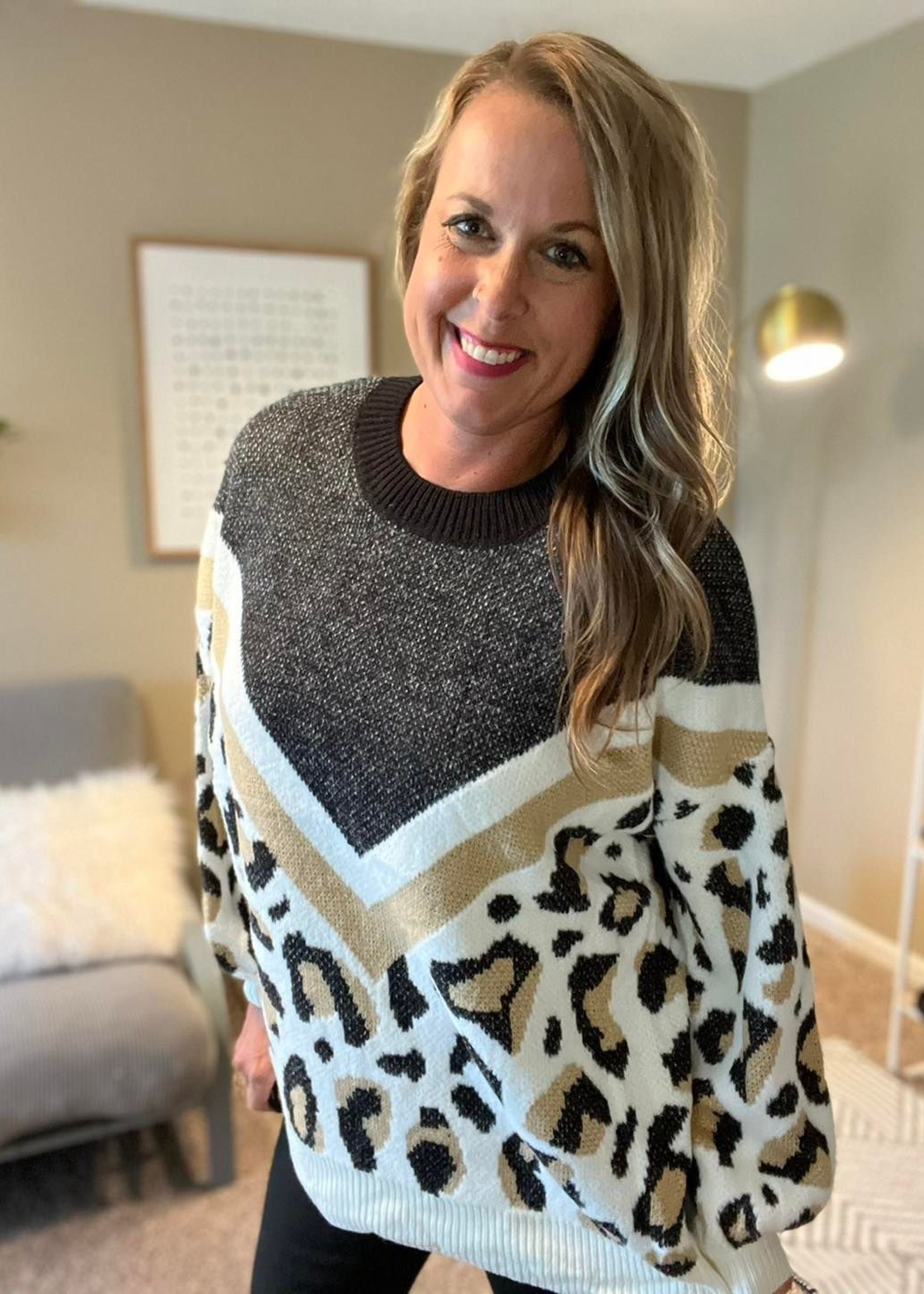 Jodifl Print block leopard pullover