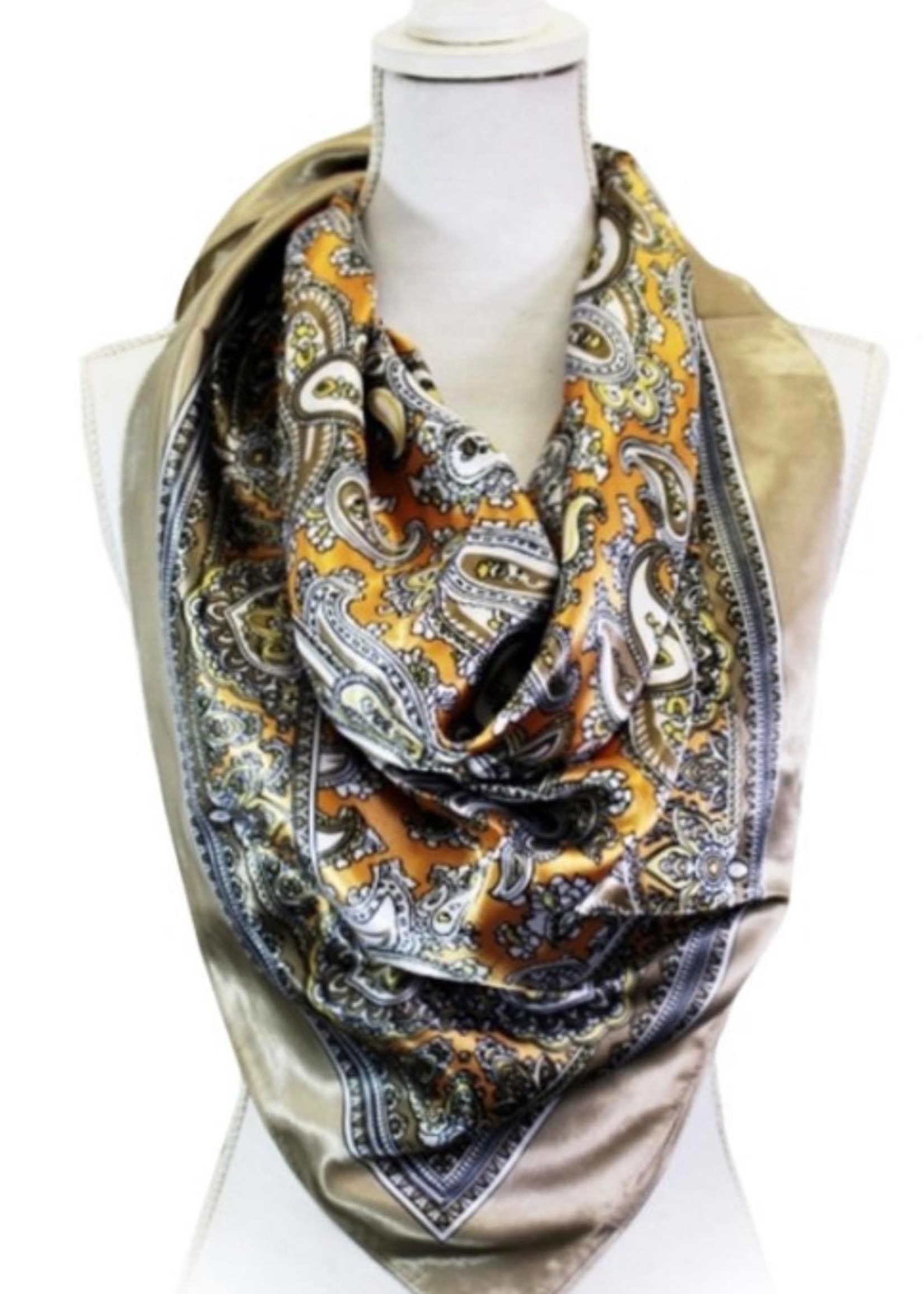 Cap zone Paisley print silk scarf - several colors