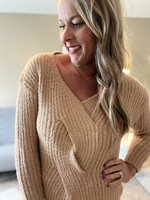 BiBi Twisted front detail sweater taupe