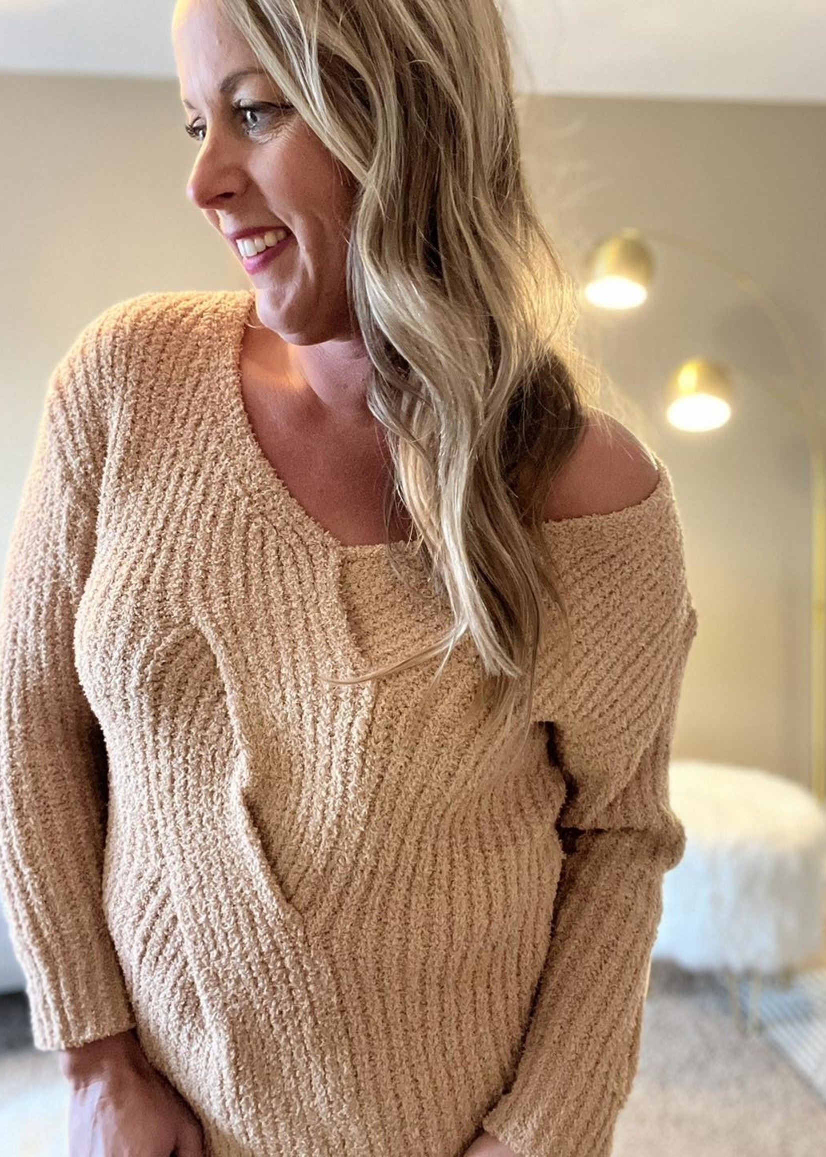 BiBi Twisted front detail sweater taupe