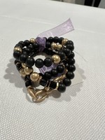 Black natural stone and gold 4 bracelet