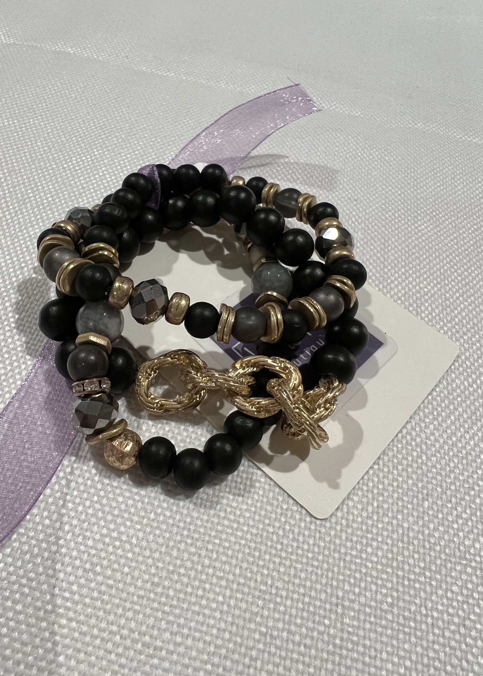 Black natural stone 4 bracelet
