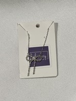 Silver rhinestone bow 18" necklace