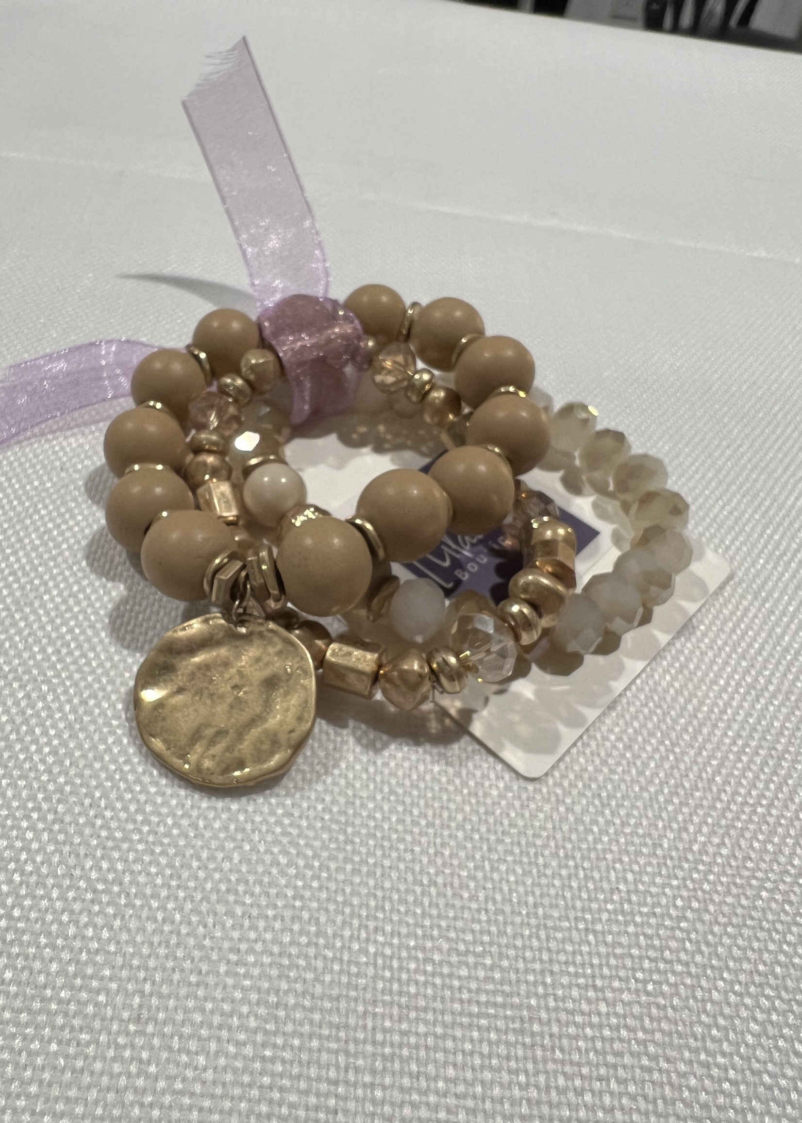 Natural stone and gold 3 bracelet