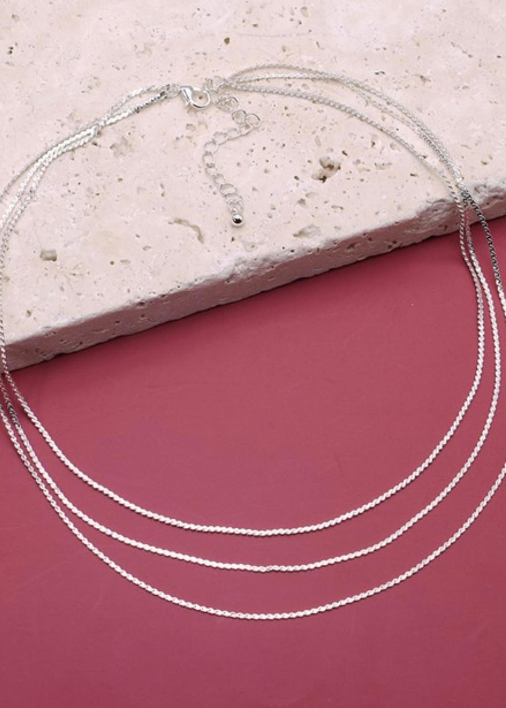 Silver 3 strand chain necklace
