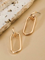Gold huggy with link drop earrings