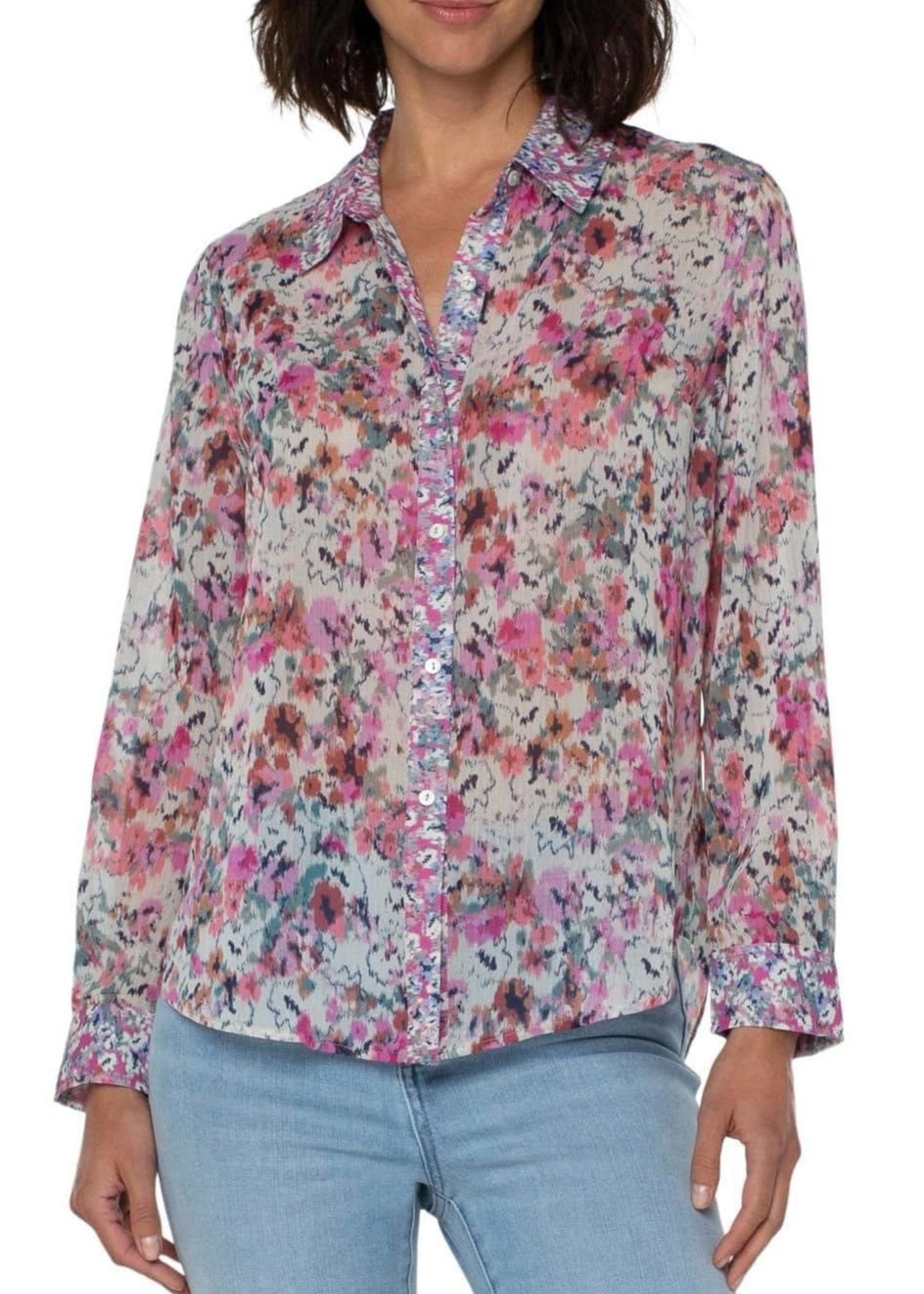 Liverpool Button front shirt liverpool painted floral