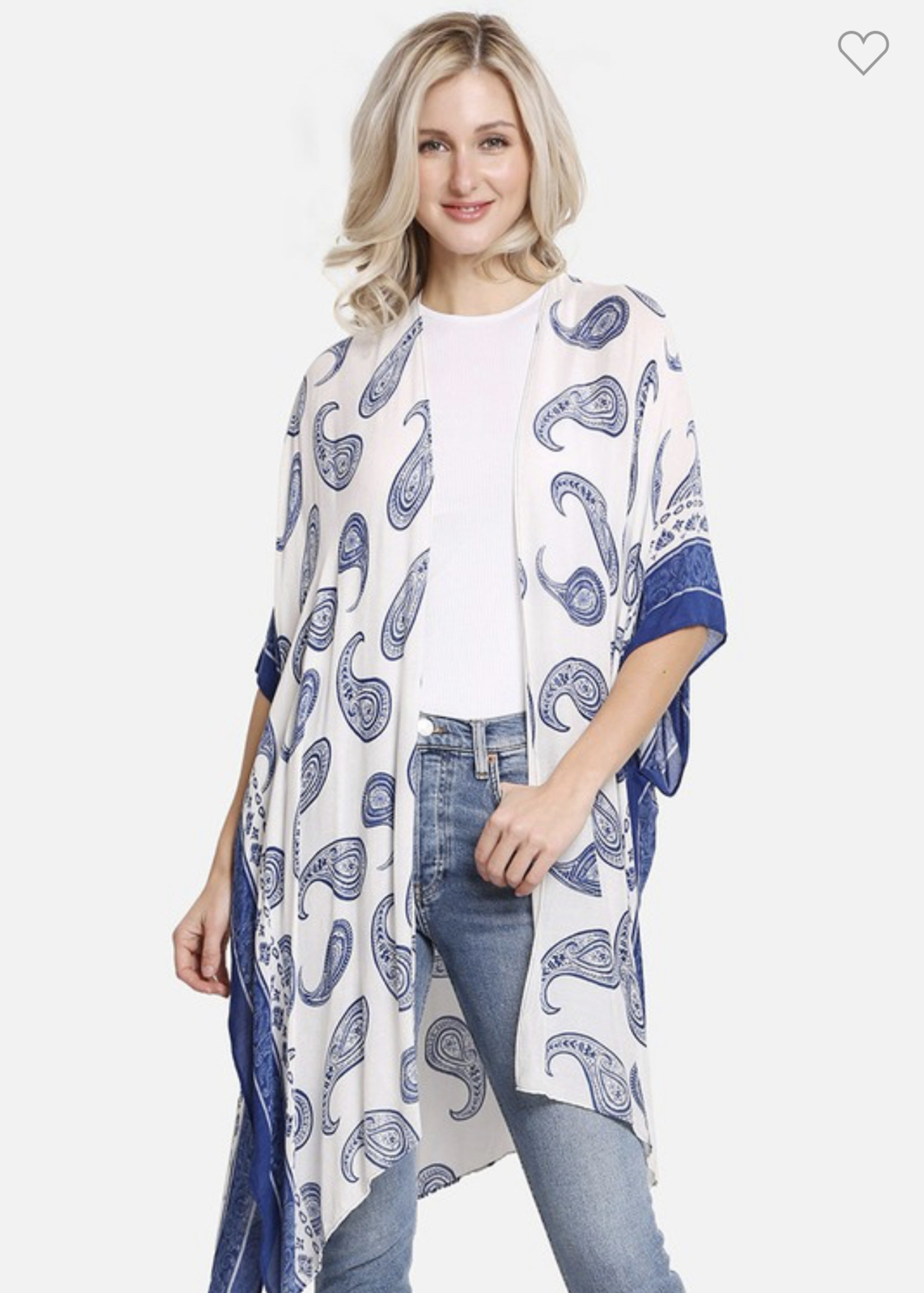 Paisley print kimono blue