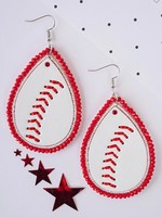 Baseball earrings beaded border