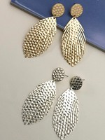 Hammered metal leaf earrings - gold or silver