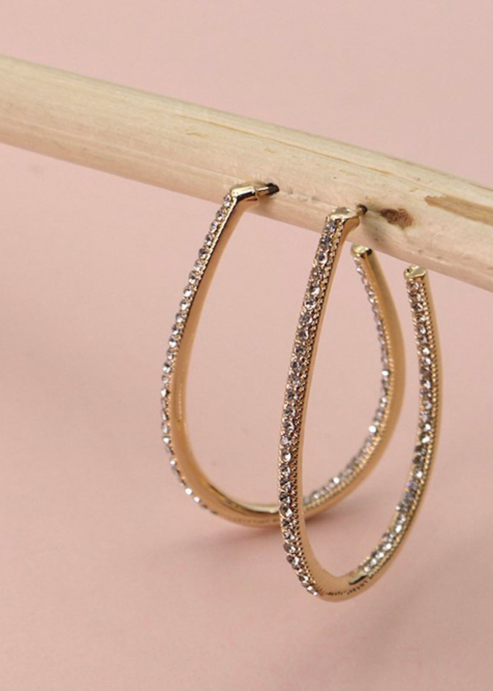 Rhinestone edge hoop earrings
