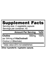 Nutrabio Nutrabio Choline Bitartrate 550mg - 90 vegetable caps