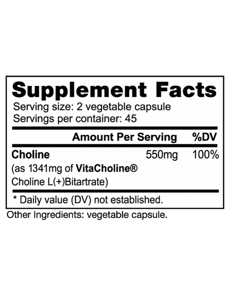 Nutrabio Nutrabio Choline Bitartrate 550mg - 90 vegetable caps