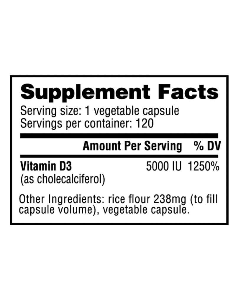 Nutrabio Nutrabio Vitamin D 5000iu - 120 vegetable caps