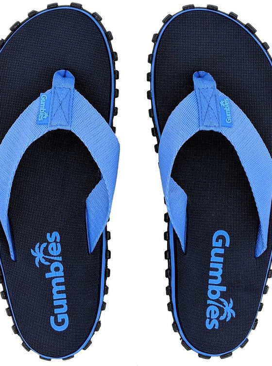 Gumbies Boys Navy Blue Lime Islander Canvas Flip Flops Beach Shoes 