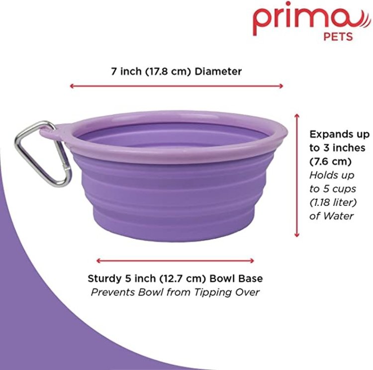 Prima Pets Collapsible Travel Dog Bowl - Purple