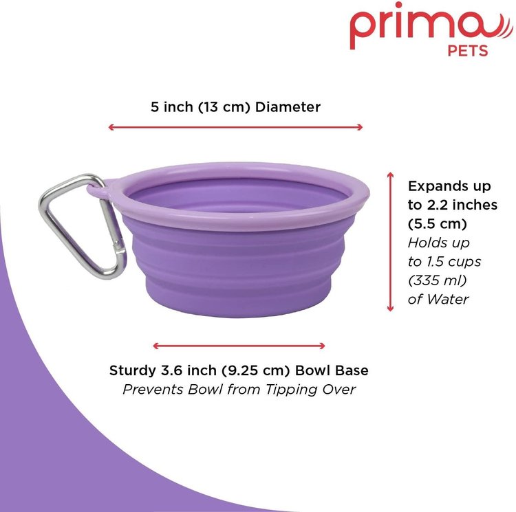 Prima Pets Collapsible Travel Dog Bowl - Purple
