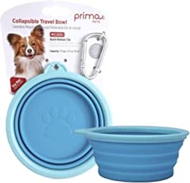 Prima Pets Collapsible Travel Dog Bowl - Aqua