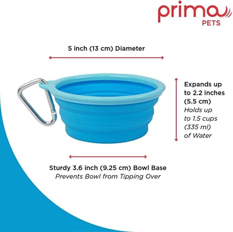 Prima Pets Collapsible Travel Dog Bowl - Aqua