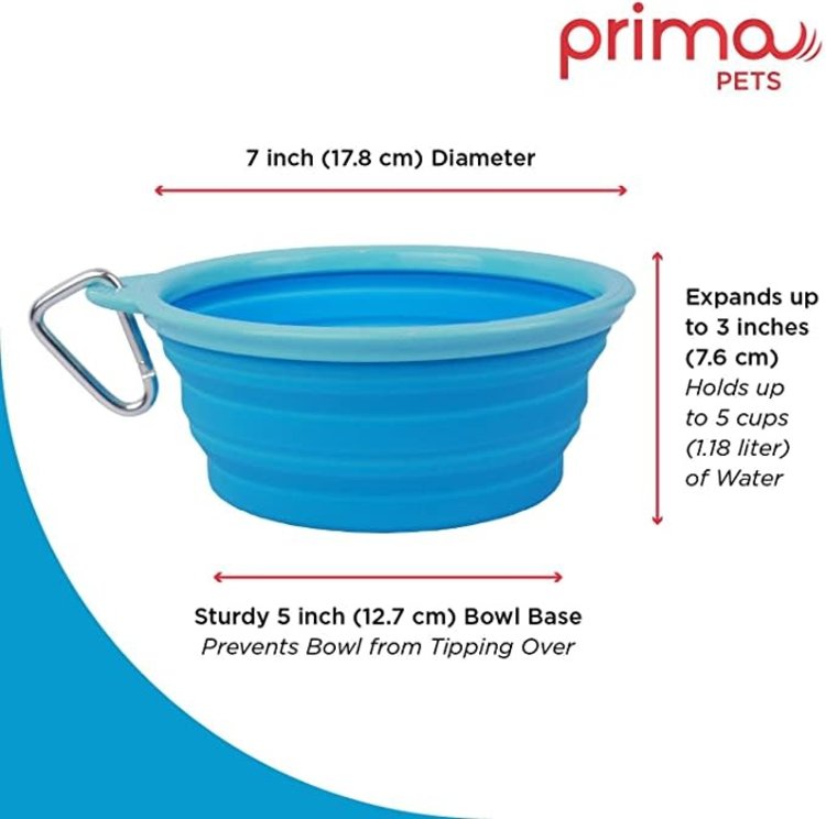 Prima Pets Collapsible Travel Dog Bowl - Aqua