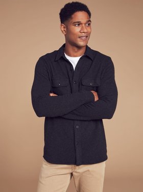 Faherty M Legend Sweater Shirt - Heathered Black Twill