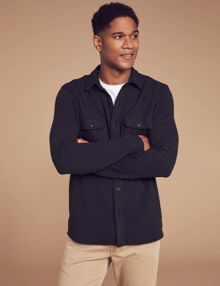 Faherty M Legend Sweater Shirt - Heathered Black Twill