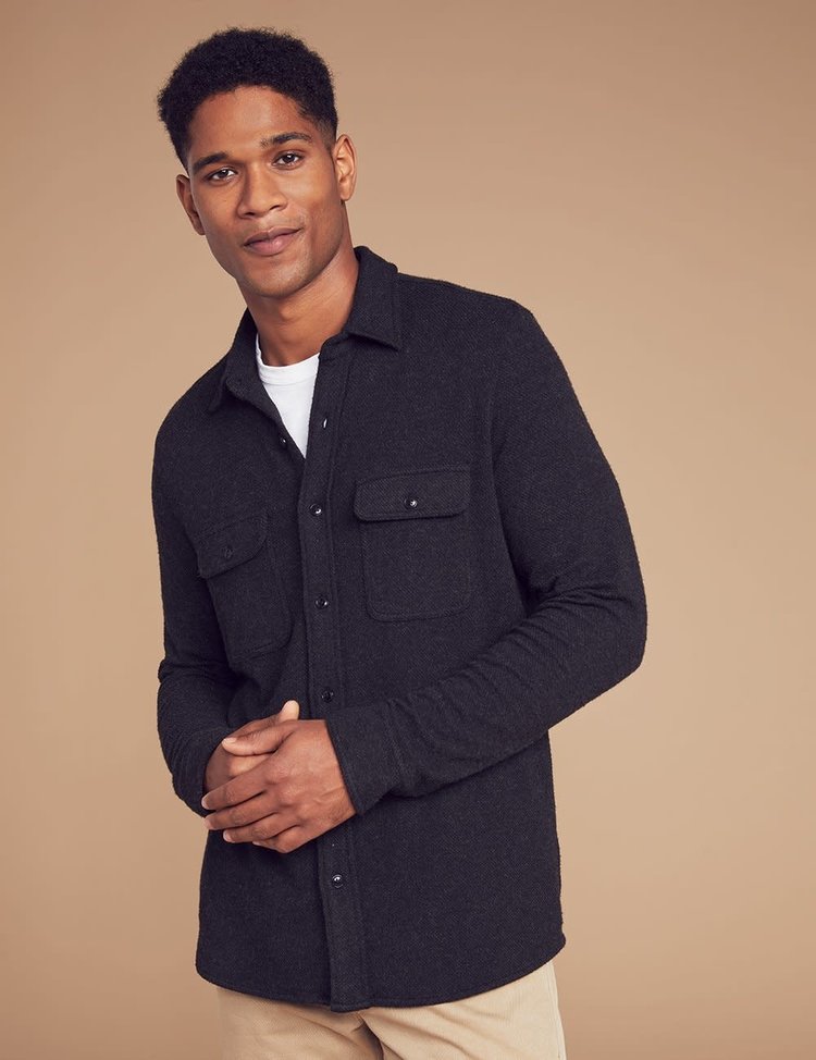 Faherty M Legend Sweater Shirt - Heathered Black Twill